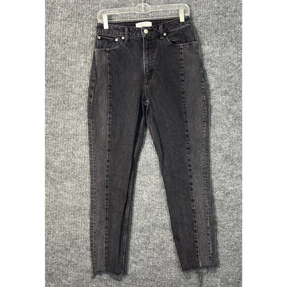 Abercrombie & Fitch Womens The Mom High Rise Jeans Size 27 Black Denim Frayed - Picture 1 of 10